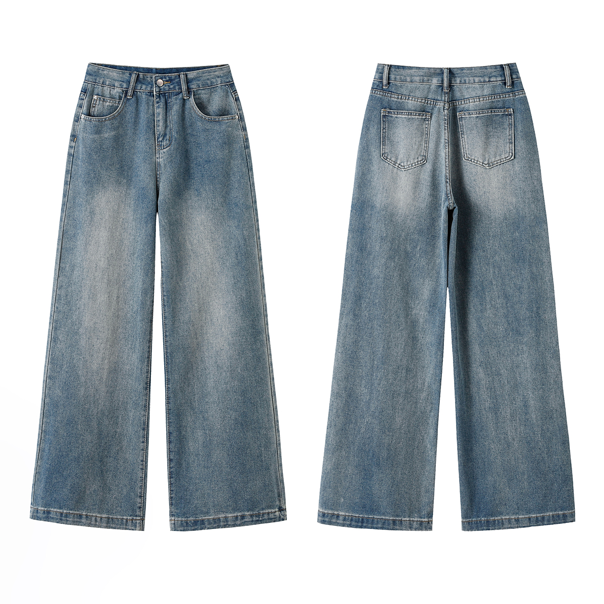 Women's 11 OZ Classic Five Pockets Wide Leg Jeans