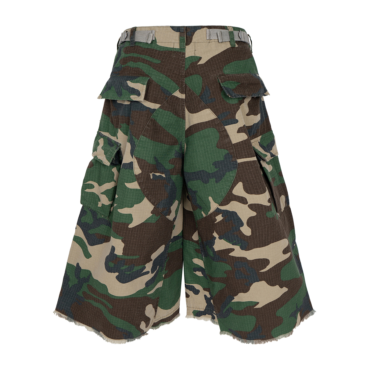 Men's 9.8 OZ 100% Cotton Baggy Military Ripstop Camo Cargo Cropped Capri Pants