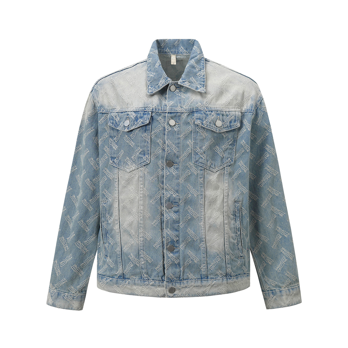 Men's 13.8 OZ Oversize Vintage Jacquard Streetwear Denim Trucker Jackets