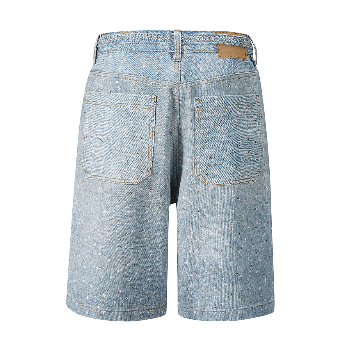 Men's 14.5 OZ 100% 3D Digital Printing Rhinestone Baggy Shorts
