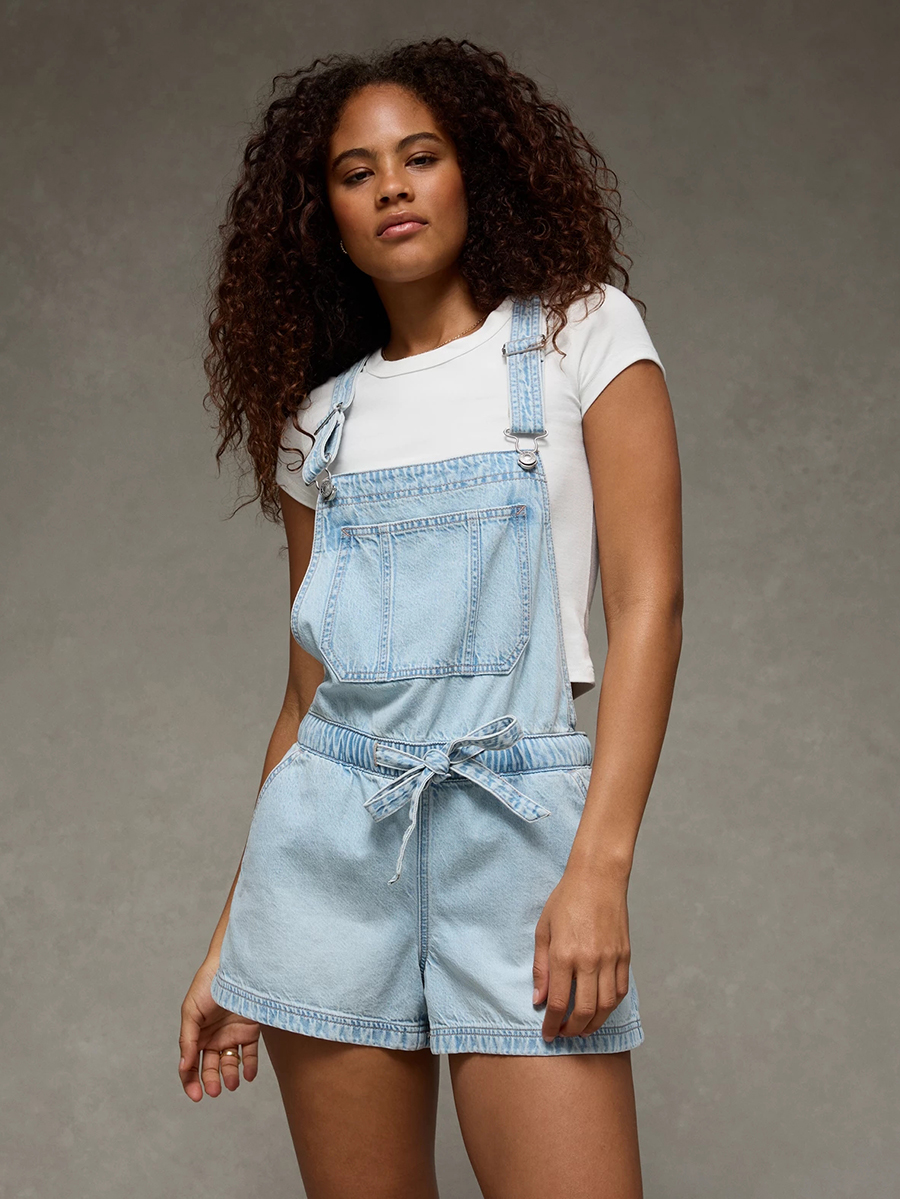 Women's 10.5 OZ Salt Wash Denim Short Bib Overalls