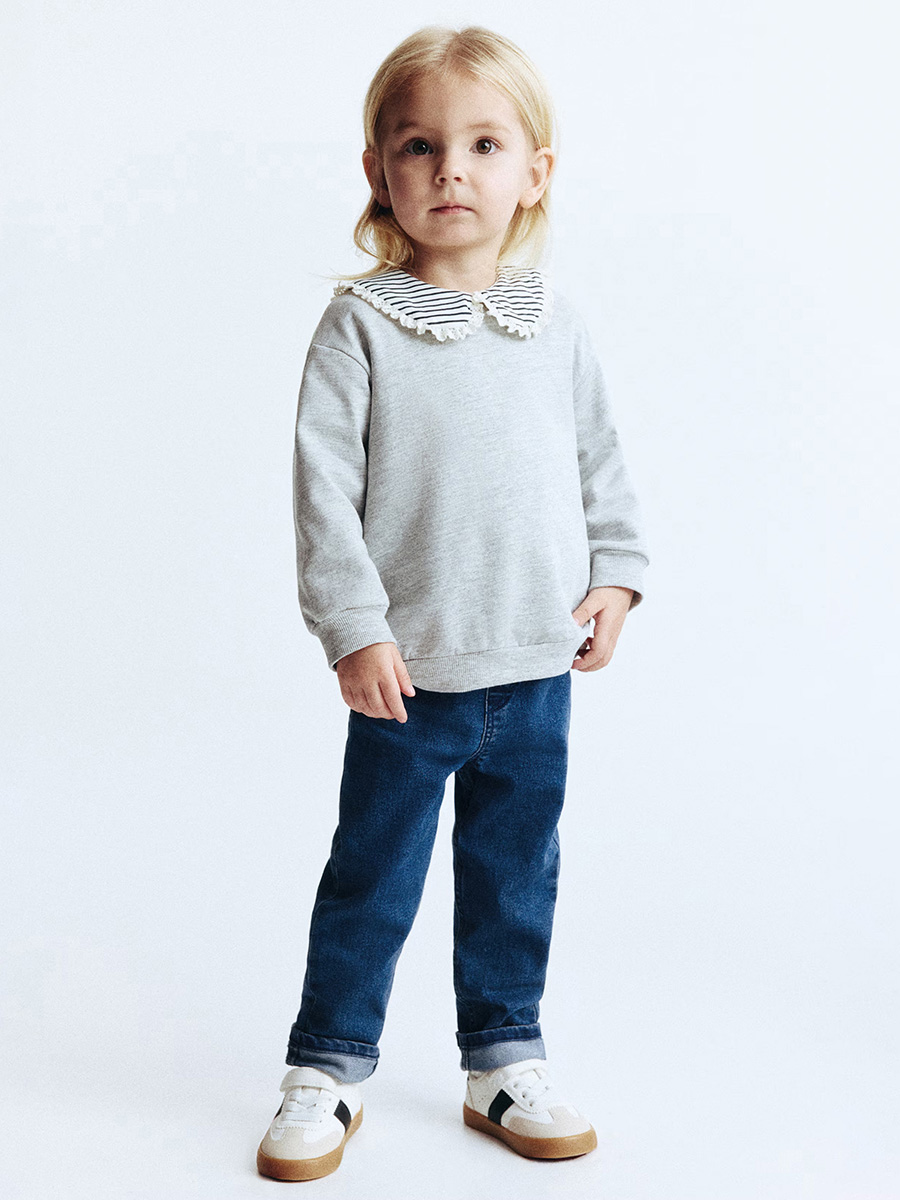 Toddler Girls 9 OZ Minimalist Stretch Slim Fit Straight Leg Rolled Cuff Jeans