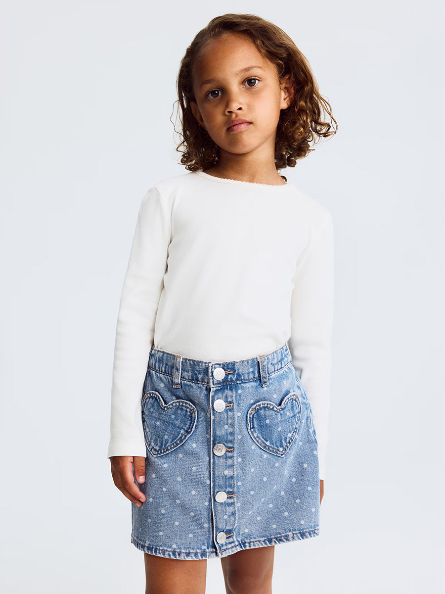 HMKD027  A-Line Denim Skirt  Cotton 100%  2-8