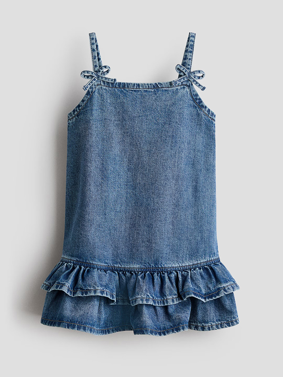 HMKD031  Bow-Detail Denim Dress  Cotton 100%   2-8
